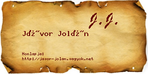 Jávor Jolán névjegykártya